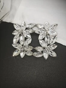 1pc Diamond Decorated Clothing Button, Clothes Accessory - Silver - View 1