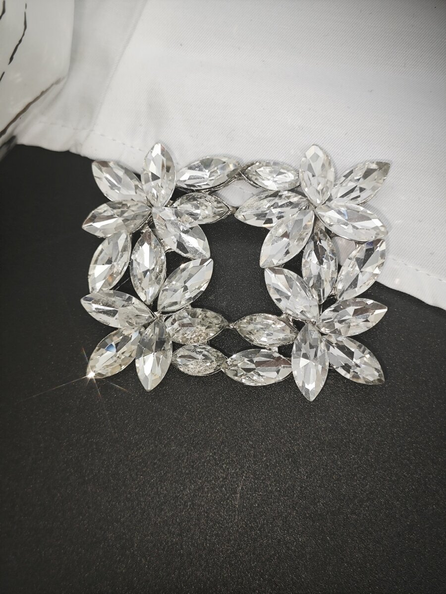 1pc Diamond Decorated Clothing Button, Clothes Accessory - Silver - View 1