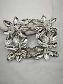 1pc Diamond Decorated Clothing Button, Clothes Accessory - Silver - View 3