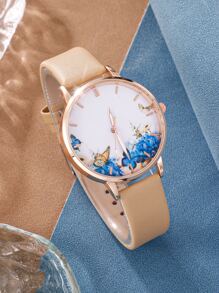 1 件蝴蝶印花表盘石英表和 4 件首饰套装节日作为返校学生的礼物