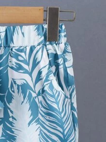 SHEIN Tween Boy Tropical Print Shirt & Shorts Without Tee, School, Campus, College