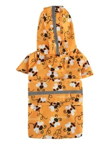 1pc Cartoon Bee Print Pet Raincoat - Multicolor - View 4