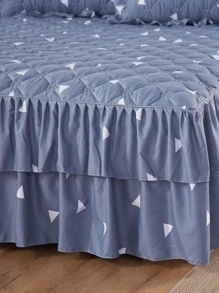 1pc Triangle Print Ruffle Trim Bed Skirt - Multicolor - View 2