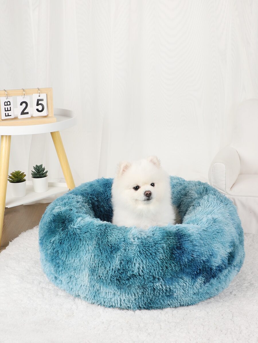 1入組長毛絨紮染藍色，四個季節，透氣，保暖，寵物床適合各種尺寸貓和狗，所有季節 - 藍色 - 查看 1