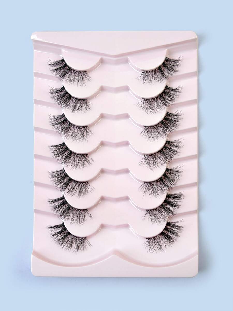 Homaylash Hàng Mi Giả 7 Đôi Giả Chồn Hàng Mi Wispy Rõ Ràng Ban Nhạc Dài Tự Nhiên Lông Mi Giả Tặng Cho Nữ & Bé Gái - màu đen - Xem 1