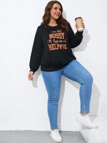 Calvaya Sudadera con estampado de slogan - Negro - Ver 5