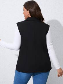 SHEIN Clasi 大碼西裝領馬甲西裝外套 - 黑色 - 查看 2