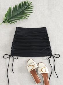 Tie Side Bikini Skort - Black - View 1