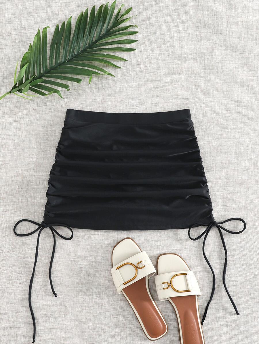Tie Side Bikini Skort - Black - View 1