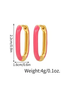 雙色圓耳環 - 粉色 - 查看 3