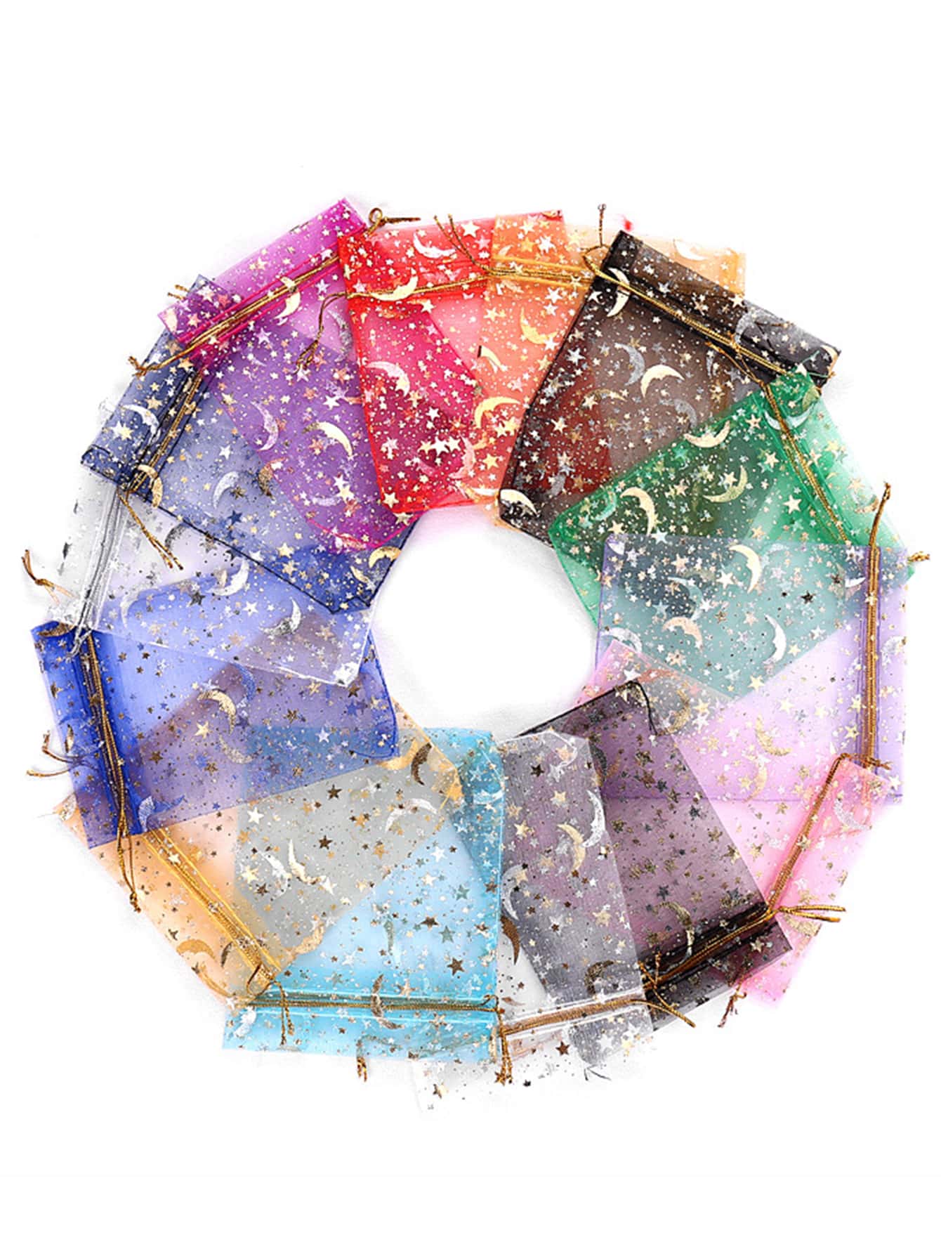 50 cái/bộ Túi Trang Sức Chi Tiết Ngôi Sao & Mặt Trăng Ngẫu Nhiên - Nhiều màu - Xem 1