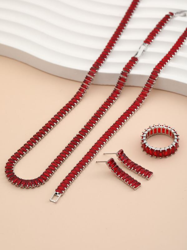 5pcs/set Rhinestone Decor Jewelry Set
