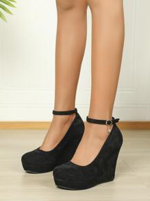 Giày nêm & Phẳng của Nữ Khóa màu trơn Dây đeo mắt cá chân Thanh lịch - màu đen - Xem 4