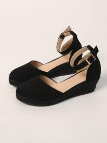 时尚女士休闲度假编织厚底坡跟一脚蹬乐福鞋