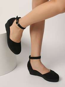 时尚女士休闲度假编织厚底坡跟一脚蹬乐福鞋