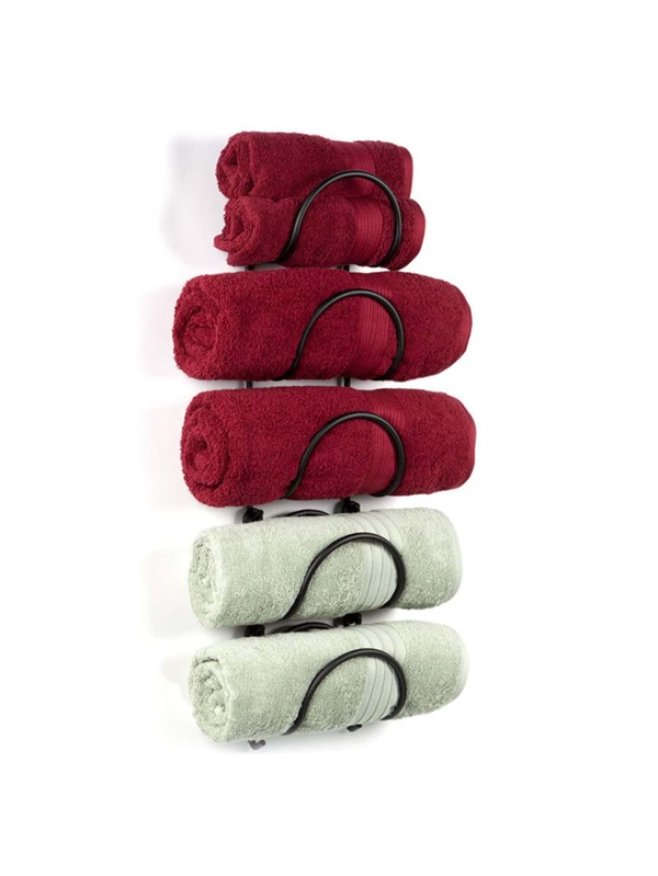 1pc Iron Wall Hook, Minimalist Black Wall Mounted Towel Storage Rack