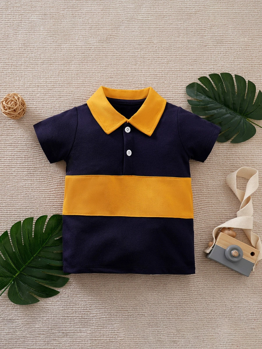 Yierying Baby Boy Two Tone Polo Shirt - Multicolor - View 1