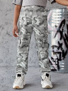 SHEIN 男孩迷彩印花工裝褲