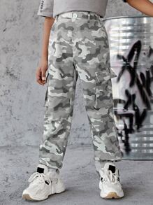 SHEIN 男孩迷彩印花工裝褲