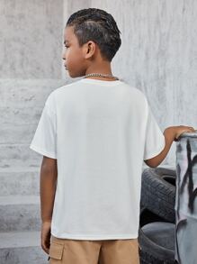 SHEIN 男孩汽車和日語字母圖案T恤