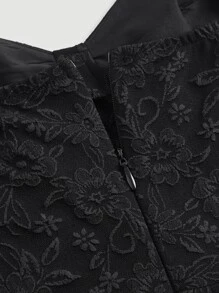 SHEIN MOD Solid Jacquard Cami Dress - Black - View 4