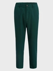 GENTILAND Men Colourblock Shawl Collar Blazer & Trousers - Dark Green - View 8