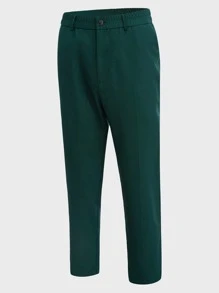 GENTILAND Men Colourblock Shawl Collar Blazer & Trousers - Dark Green - View 9