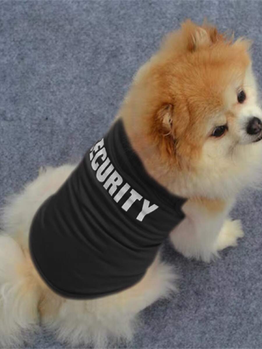 1pc Letter Graphic Pet Tank - Black - View 1