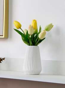 1pc Solid Color Flower Vase - White - View 1