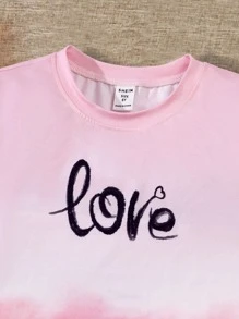Girls Tie Dye Letter Graphic Tee - Pink - View 3
