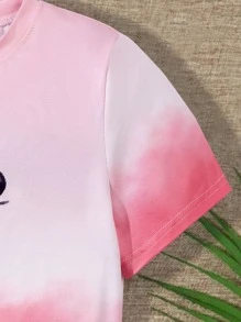 Girls Tie Dye Letter Graphic Tee - Pink - View 4