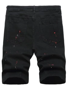 Manfinity Men Letter Graphic Denim Shorts - Black - View 2