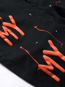 Manfinity Men Letter Graphic Denim Shorts - Black - View 4