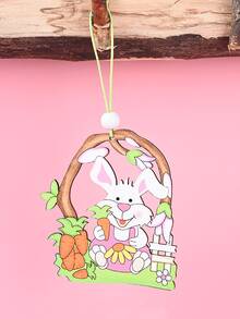 4 piezas Colgante de pared Pascua de Resurrección con diseño de conejo - Multicolor - Ver 3