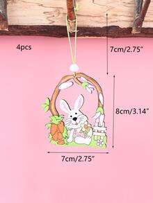 4 piezas Colgante de pared Pascua de Resurrección con diseño de conejo - Multicolor - Ver 6