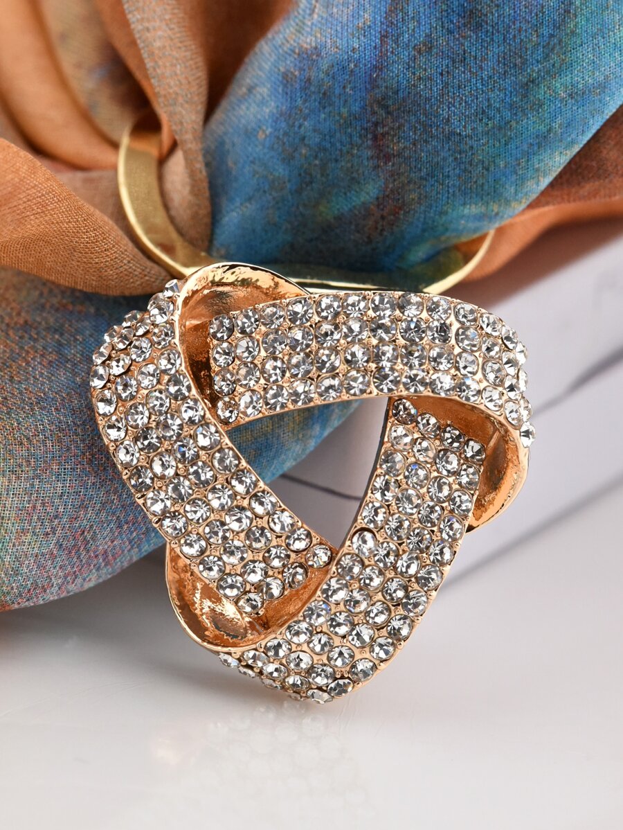 Ghim cài khăn hình học trang trí bằng đá rhinestone - Vàng - Xem 1