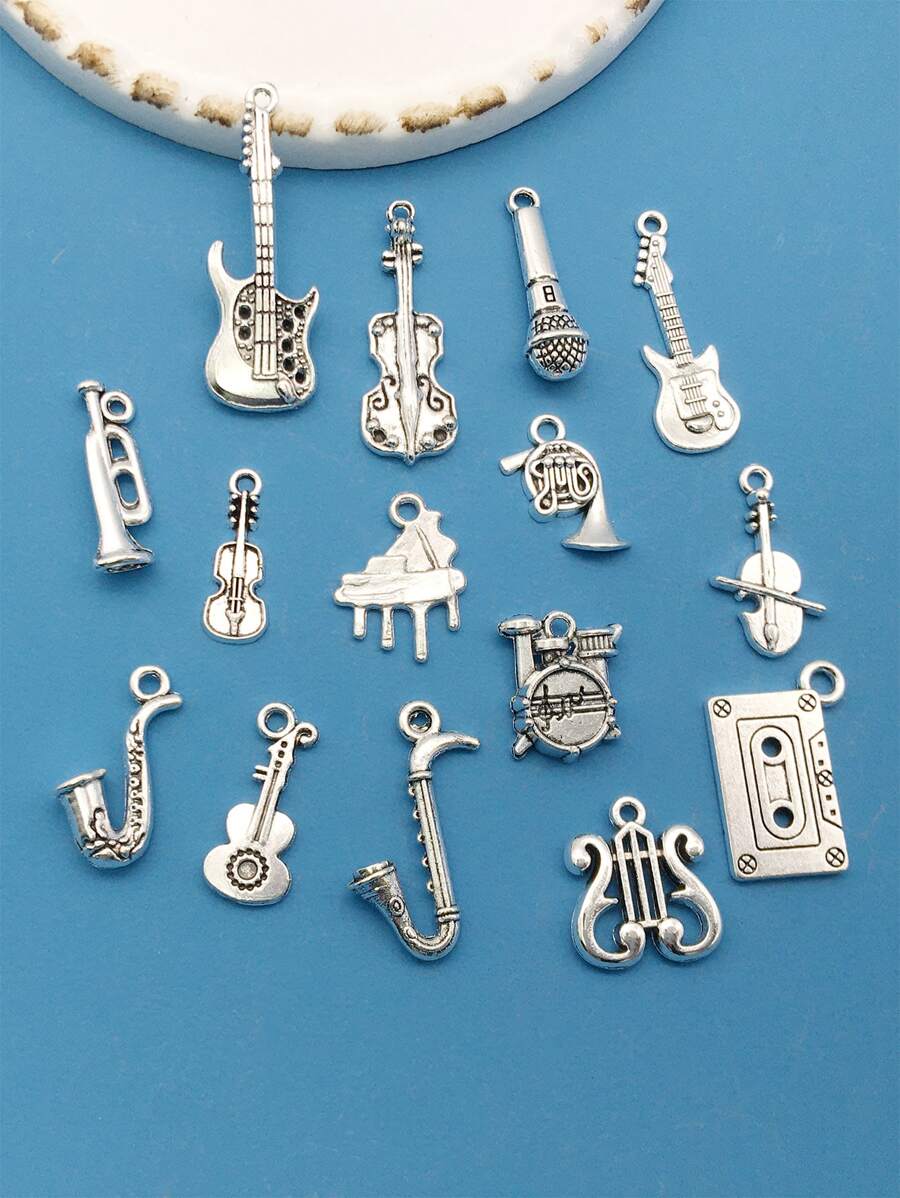 15 cái/bộ Nhạc cụ hợp kim DIY Mặt dây chuyền