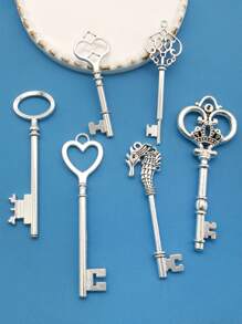 6pcs/set Key Design DIY Pendant - Silver - View 1
