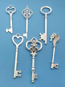 6pcs/set Key Design DIY Pendant - Silver - View 2