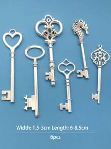 6pcs/set Key Design DIY Pendant - Silver - View 3