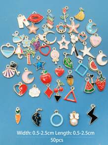 50 cái/bộ Vỏ hợp kim & Mặt dây chuyền ngôi sao DIY - Nhiều màu - Xem 3