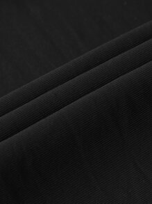 男士素色腰部抽繩衛褲 - 黑色 - 查看 9