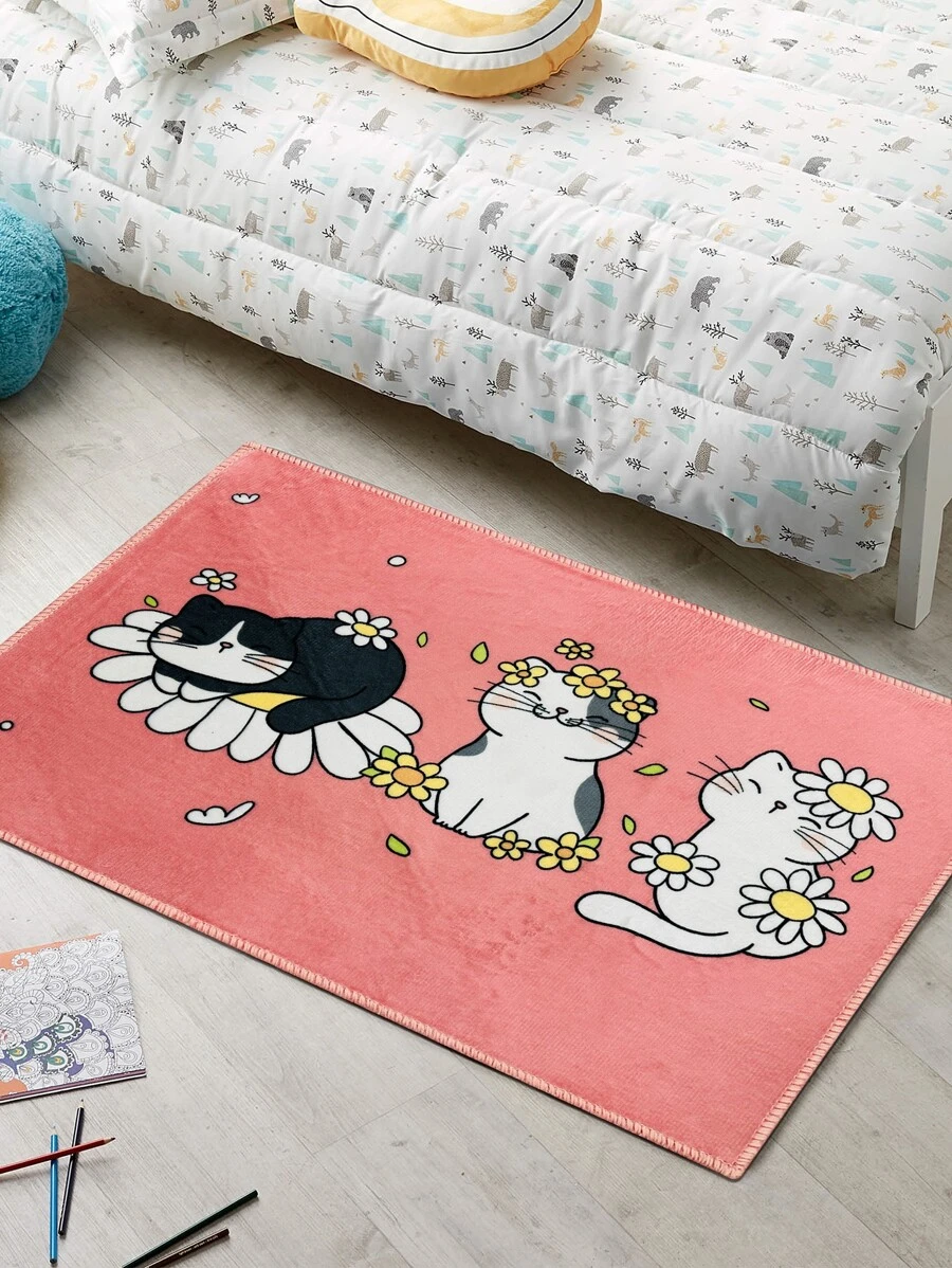 1入組可愛粉色貓咪造型地毯 - 彩色 - 查看 1