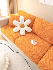 1pc Leaf Pattern Stretchy Sofa Seat Cover - Burnt Orange - View 6