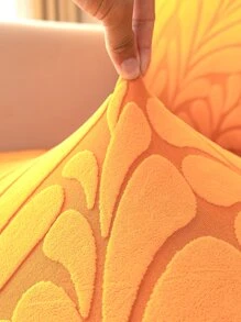 1pc Leaf Pattern Stretchy Sofa Seat Cover - Burnt Orange - View 8