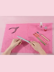 Waterproof Nail Tips Art Table Towels Mat 125pcs Nail Tips Art Paper Disposable 3 Ply Foldable Nail Table Mat Nail Tips Art Waterproof Pad For Salon Practice Manicure (Pink),Nail Supplies,Nail Tools,Nail Art Tools,Back To School,Nails,Nail Tools For Press On Nails - Pink - View 5
