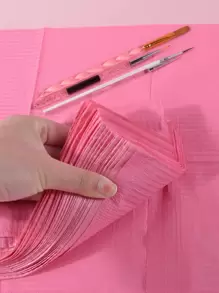 Waterproof Nail Tips Art Table Towels Mat 125pcs Nail Tips Art Paper Disposable 3 Ply Foldable Nail Table Mat Nail Tips Art Waterproof Pad For Salon Practice Manicure (Pink),Nail Supplies,Nail Tools,Nail Art Tools,Back To School,Nails,Nail Tools For Press On Nails - Pink - View 6