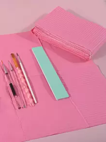 Waterproof Nail Tips Art Table Towels Mat 125pcs Nail Tips Art Paper Disposable 3 Ply Foldable Nail Table Mat Nail Tips Art Waterproof Pad For Salon Practice Manicure (Pink),Nail Supplies,Nail Tools,Nail Art Tools,Back To School,Nails,Nail Tools For Press On Nails - Pink - View 8