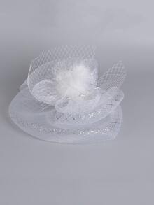 Velo nupcial con diseño de flor - Blanco - Ver 1