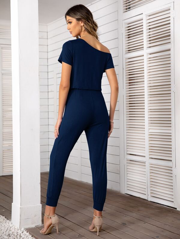 DEARCASE Asymmetrical Neck Knot Front Jumpsuit SHEIN USA